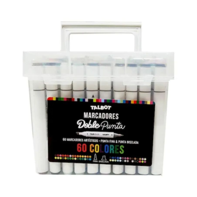 Marcador Doble Punta Valija X 60 Colores