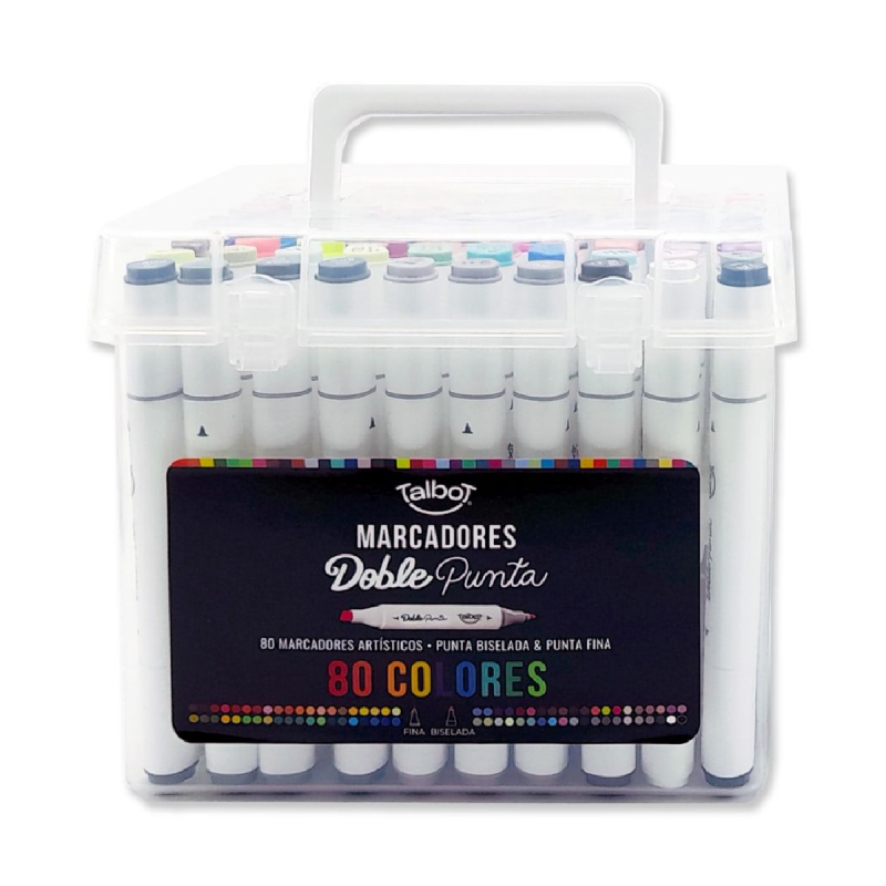 Marcador Doble Punta Valija X 80 Colores