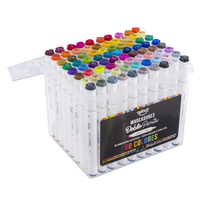 Marcador Doble Punta Valija X 80 Colores - Imagen 2