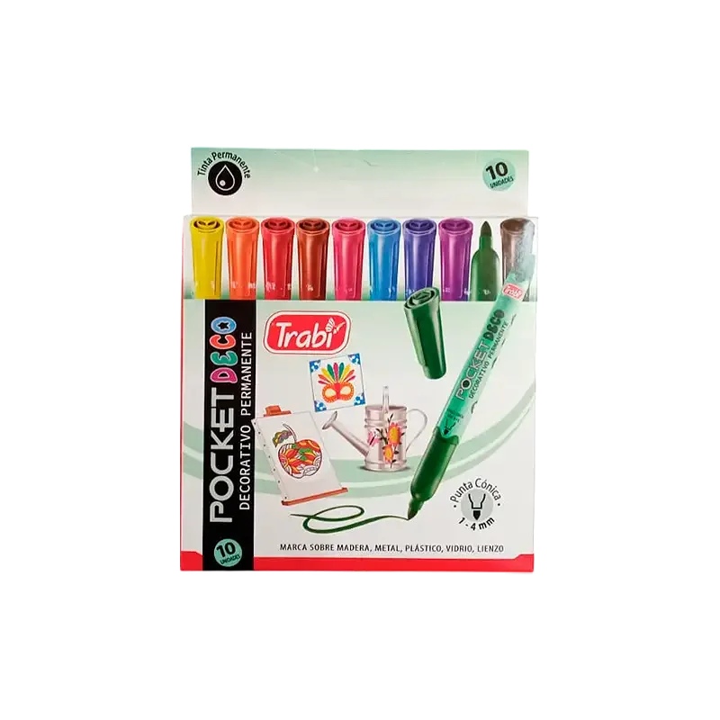 Marcador Pocket Deco Permanente X 10 Colores