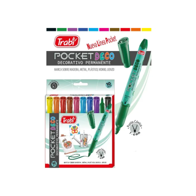 Marcador Pocket Deco Permanente X 10 Colores