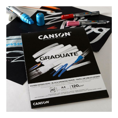 Block Graduate Papel De Dibujo Negro X 20 Hjs 120 Grs A4 - Imagen 2