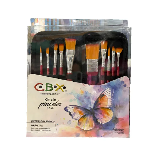 Kit De Pinceles Rosé X 10 Piezas Especial Para Acrílico