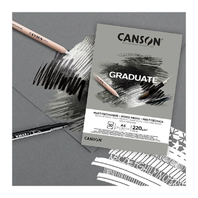 Block Graduate Papel Gris Multitécnica X 30 Hjs 220 Grs A4 - Imagen 2